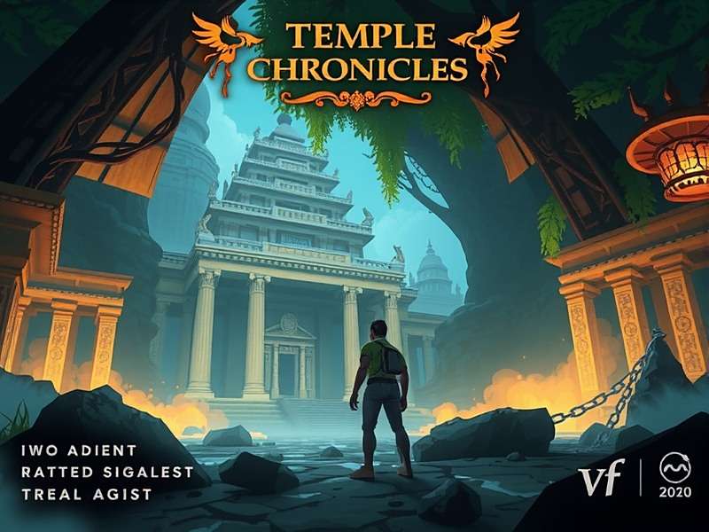 Temple Chronicles gameplay showing character exploring temple grounds